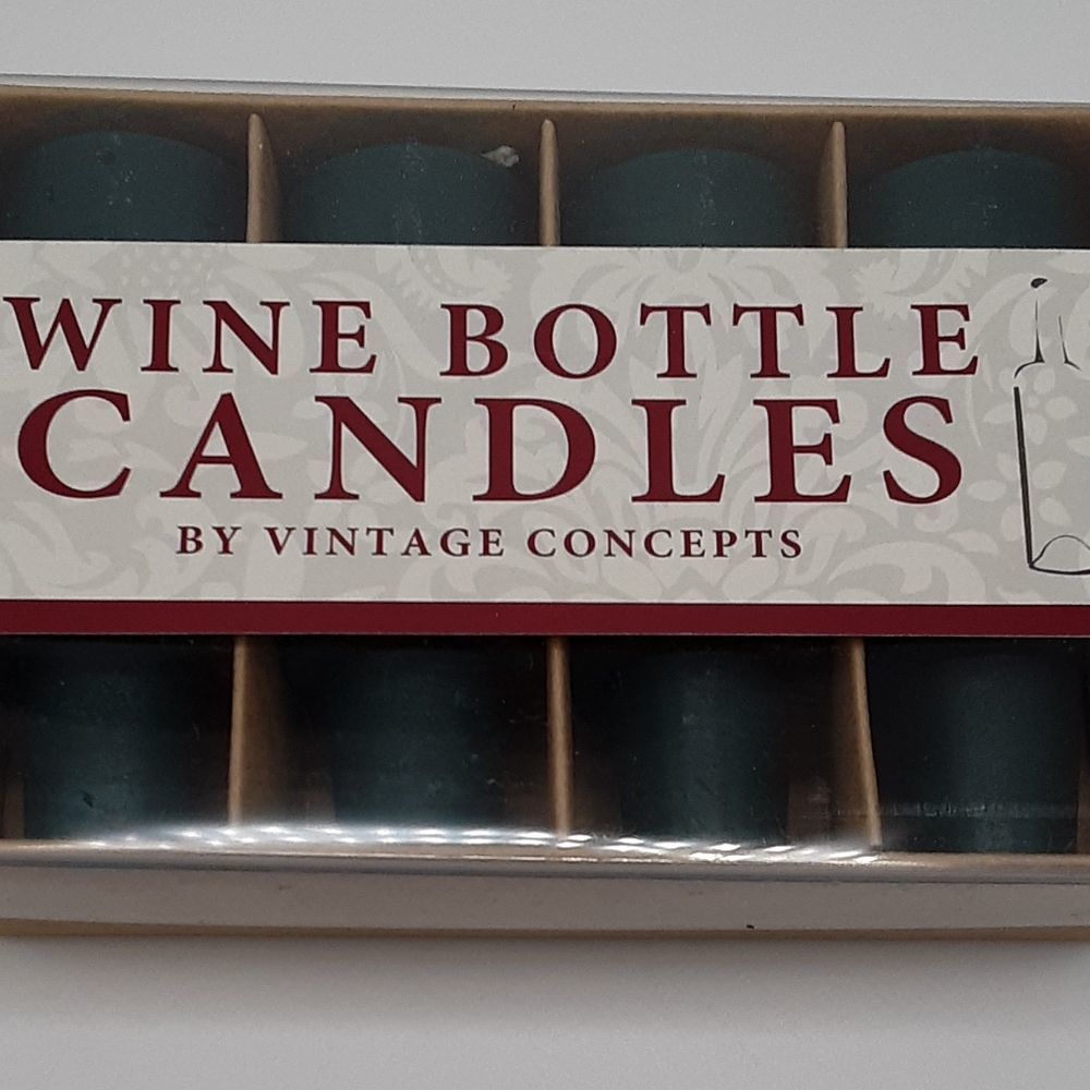 Wine bottle Candle set- 4 pcs- Green 6 HOUR BURN TIME-UNSCENTED